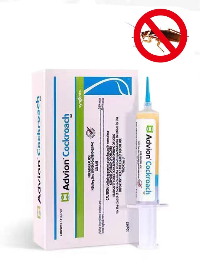 1 Pcs Advion Cockroach Gel 30g with Plunger and Tip for Household Roaches, Easy Placement - Image 1